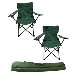 2 Cadeiras Dobráveis para Camping Alvorada Verde com Porta Copos Nautika