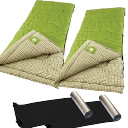 2 Sacos de Dormir Green Valley -1ºC Coleman + 2 Isolantes Térmicos Nautika 2 Sacos de Dormir Green Valley -1ºC Coleman + 2 Isolantes Térmicos Nautika