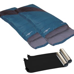 2 Sacos de Dormir Nautika Liberty Azul + Isolantes Térmicos E.V.A. Aluminizado