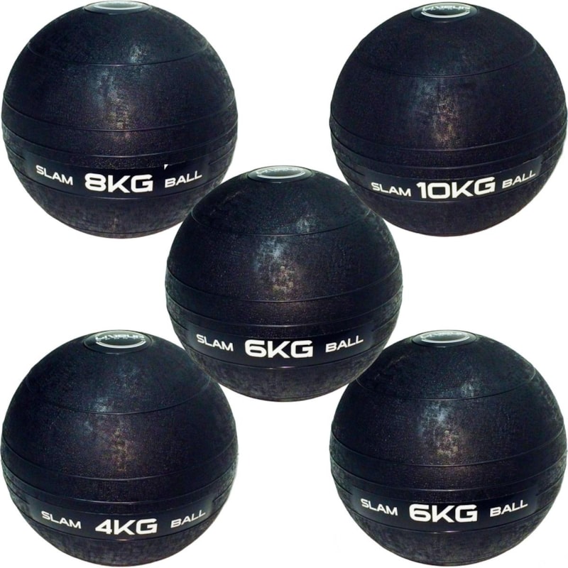 Kit de Bola Medicine Slam Ball para Crossfit 4 Kg, 2x 6 Kg, 8 Kg e 10