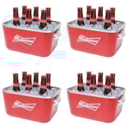 4 Baldes de Gelo Budweiser Ambev 5 Litros para 6 Long Necks Vermelho 4 Baldes de Gelo Budweiser Ambev 5 Litros para 6 Long Necks Vermelho