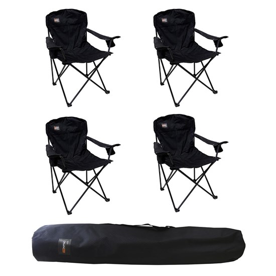 4 Cadeiras Dobráveis com 2 Posta Copos Pandera Nautika Preto
