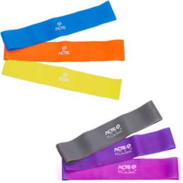 6 Mini Bands para Treinamento Funcional Acte com 3 Intensidades T71 e CAU6 6 Mini Bands para Treinamento Funcional Acte com 3 Intensidades T71 e CAU6