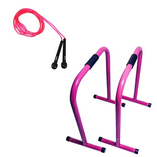Barra Paralela Equalizer ACTE Funcional + Corda de Pular 2,75m Rosa