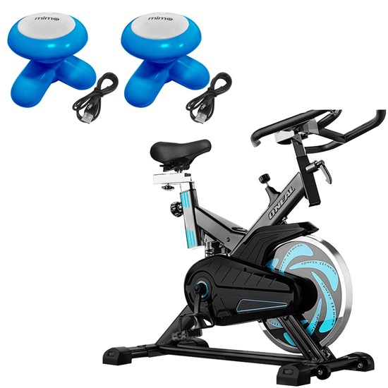Bike Spinning ONeal TP1000 Semi Profissional + 2 Mini Massageadores Corporal Azul