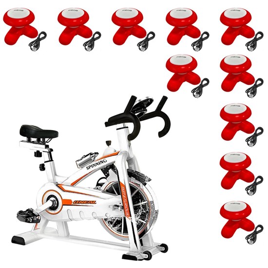 Bike Spinning ONeal TP1100 Semi Profissional + 10 Mini Massageadores Corporal USB Pilha Vermelho