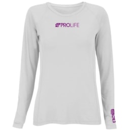 Blusa Manga Longa Repelente de Insetos Feminina UV 50+ Prolife Branca Blusa Manga Longa Repelente de Insetos Feminina UV 50+ Prolife Branca