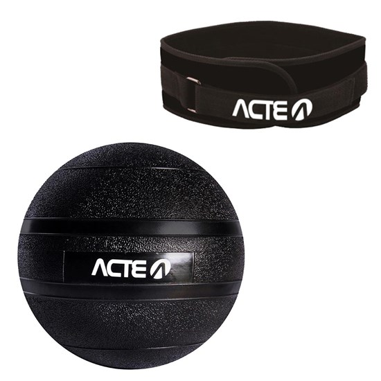 Bola de Arremesso 13,5KG + Cinturão de Musculação para Exercícios com Carga Acte