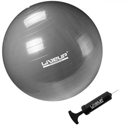 Bola Suiça Pilates Liveup 65 cm Premium LS3222 65 PRG Cinza com Bomba