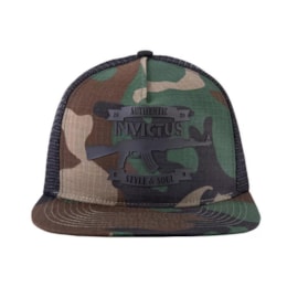 Boné Invictus Thunder Trucker com Aba Reta Woodland 002494 Boné Invictus Thunder Trucker com Aba Reta Woodland 002494