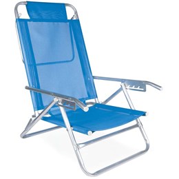 Cadeira de Praia Reclinável Mor Alumínio 5 Posições Azul
