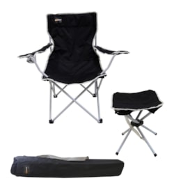 Cadeira Dobrável Alvorada com Porta Copo + Banqueta Dobrável Stool Nautika Cadeira Dobrável Alvorada com Porta Copo + Banqueta Dobrável Stool Nautika