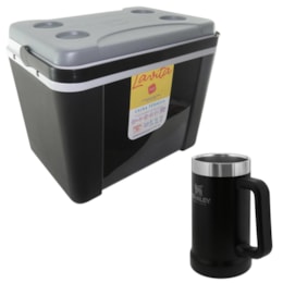 Caixa Térmica 34 Litros Lavita + Caneca Térmica de Cerveja Stanley 709 ml Preta Caixa Térmica 34 Litros Lavita + Caneca Térmica de Cerveja Stanley 709 ml Preta