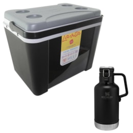 Caixa Térmica 34L Lavita Preta + Growler Térmico Stanley Garrafa 1,9L Preto Caixa Térmica 34L Lavita Preta + Growler Térmico Stanley Garrafa 1,9L Preto