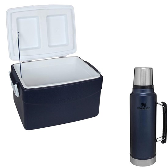 Caixa Térmica Glacial 48L MOR + Garrafa Térmica Stanley 1 Litro em Aço Inox Azul