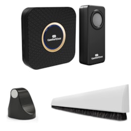 Campainha Sem Fio Wireless Preta + Trava Porta + Veda Porta Campainha Sem Fio Wireless Preta + Trava Porta + Veda Porta