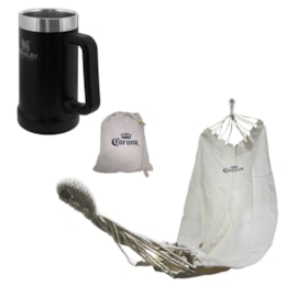 Caneca Térmica 709 ml Preta Stanley + Rede de Descanso Personalizada 2 M Corona Caneca Térmica 709 ml Preta Stanley + Rede de Descanso Personalizada 2 M Corona