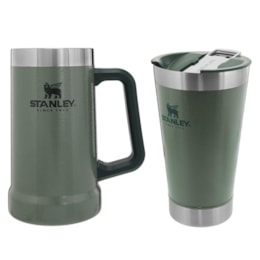 Caneca Térmica de Cerveja Stanley 709 ml + Copo Térmico 473 ml com Tampa Classic Caneca Térmica de Cerveja Stanley 709 ml + Copo Térmico 473 ml com Tampa Classic