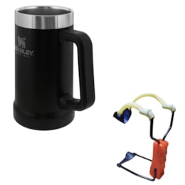 Caneca Térmica Stanley 709 ml Preta + Estilingue Atiradeira Profissional HS-1 Caneca Térmica Stanley 709 ml Preta + Estilingue Atiradeira Profissional HS-1