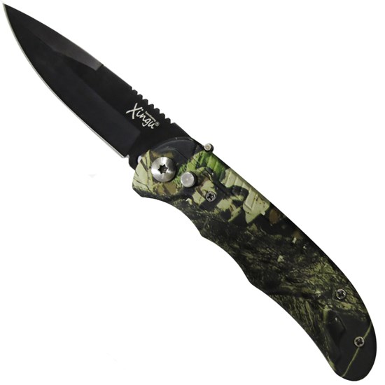 Canivete Tático Xingu XV3279 Verde com Acionamento Automático e Bainha