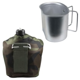 Cantil de Alumínio Camuflado 0,9L Nautika + Caneca para Cantil Tático Guepardo Cantil de Alumínio Camuflado 0,9L Nautika + Caneca para Cantil Tático Guepardo
