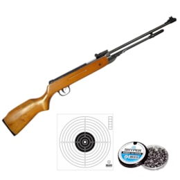 Carabina de Pressão AR+ 5.5mm com 250 Chumbinhos e 10 Alvos Papel Bravo Militar Carabina de Pressão AR+ 5.5mm com 250 Chumbinhos e 10 Alvos Papel Bravo Militar