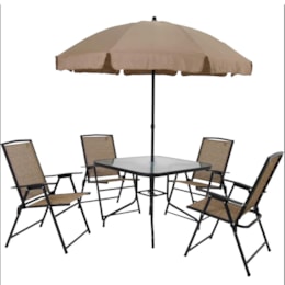 Conjunto com Mesa, 4 Cadeiras e Guarda-Sol MOR Acapulco 009010 Conjunto com Mesa, 4 Cadeiras e Guarda-Sol MOR Acapulco 009010