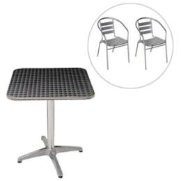 Conjunto Mesa com 2 Cadeiras em Alumínio para Jardim - MOR Conjunto Mesa com 2 Cadeiras em Alumínio para Jardim - MOR