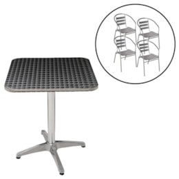 Conjunto Mesa com 4 Cadeiras em Alumínio para Jardim - MOR Conjunto Mesa com 4 Cadeiras em Alumínio para Jardim - MOR