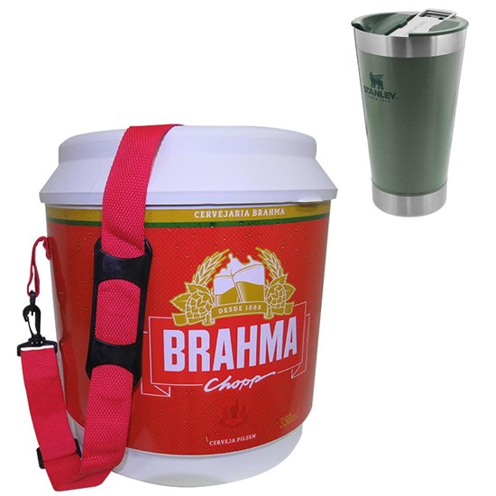 Cooler Térmico Brahma 20L 12 Latas + Copo Térmico 473 ml STANLEY Classic Verde