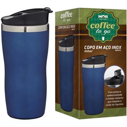 Copo em Aço Inox Mor Coffee to Go 450 Ml Azul