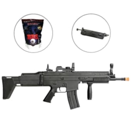 Fuzil Airsoft FN Scar-L Cybergun Spring 300 FPS Polímero + Speed Loader e 5000 BBs Fuzil Airsoft FN Scar-L Cybergun Spring 300 FPS Polímero + Speed Loader e 5000 BBs