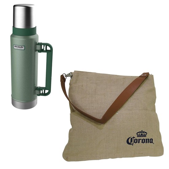 Garrafa Térmica Stanley 1,3 Litros Hammertone Green + Bolsa Corona Bag Multiuso