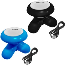 Kit 2 Mini Massageadores Corporal Mimo Massager XY3199 Portátil USB Pilha Azul Preto