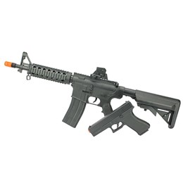 Kit Airsoft Rifle Fuzil M4A1 VG M4RIS CQB 160 FPS + Pistola Spring VG GK-V307 150 FPS