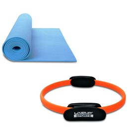 Kit Anel de Pilates Plus Toning Ring LIVEUP LS3167B + Colchonete de Yoga em EVA LiveUp LS3231B