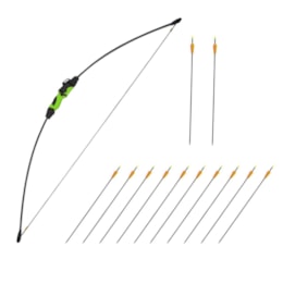 Kit Arco Recurvo 18 Libras em Fibra de Vidro + 12 Flechas Kit Arco Recurvo 18 Libras em Fibra de Vidro + 12 Flechas