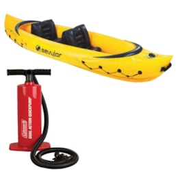 Kit Caiaque Inflável Sevylor Tahiti para 2 Pessoas + Inflador Manual Coleman Kit Caiaque Inflável Sevylor Tahiti para 2 Pessoas + Inflador Manual Coleman