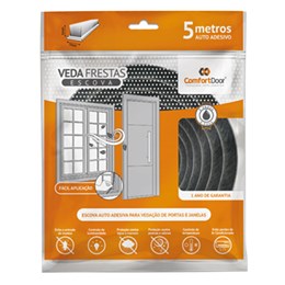 Kit com 2 Veda Frestas Escova ComfortDoor 10 x 7 mm 5 Metros Cinza