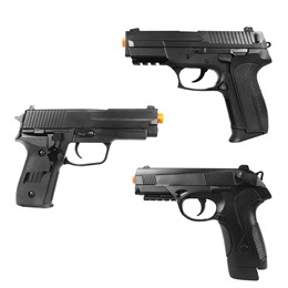 Kit com 3 Pistolas Airsoft Vigor: VG PX4, S2022 e P226 Spring Polímero