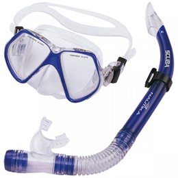 Kit de Mergulho Nautika Scuba com Máscara de Lente Dupla e Respirador Azul