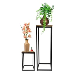 Kit Floreiras de Chão p/ 2 Vasos em Metalon e Pinus Imbuia Kit Floreiras de Chão p/ 2 Vasos em Metalon e Pinus Imbuia