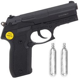 Kit Pistola de Pressão CO2 Gamo PT-80 4.5mm 410 fps Semi-Automática + 2 Minis Cilindros CO2 12g