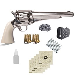 Kit Revólver de Pressão Remington + 6 Co2 + 5 Alvos + 250 Chumbinhos