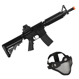 Kit Rifle Airsoft CyberGun M4A1 Colt 361 fps AEG Preto + Máscara Tática para Airsoft Meia-Face