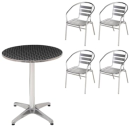 Mesa Redonda MOR em Alumínio com 60 CM Diâmetro + 4 Cadeiras Mesa Redonda MOR em Alumínio com 60 CM Diâmetro + 4 Cadeiras