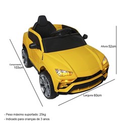 Mini Carro Elétrico Infantil Esportivo Importway BW029 Amarelo com Controle Remoto
