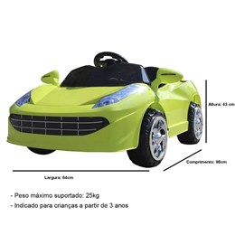 Mini Carro Elétrico Infantil Importway BW097 Verde 6V Com Controle Remoto