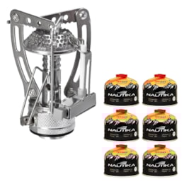 Mini Fogareiro Portátil Inox Camping Guepardo com 6 Cartuchos de Gás 230g TEKGAS Mini Fogareiro Portátil Inox Camping Guepardo com 6 Cartuchos de Gás 230g TEKGAS