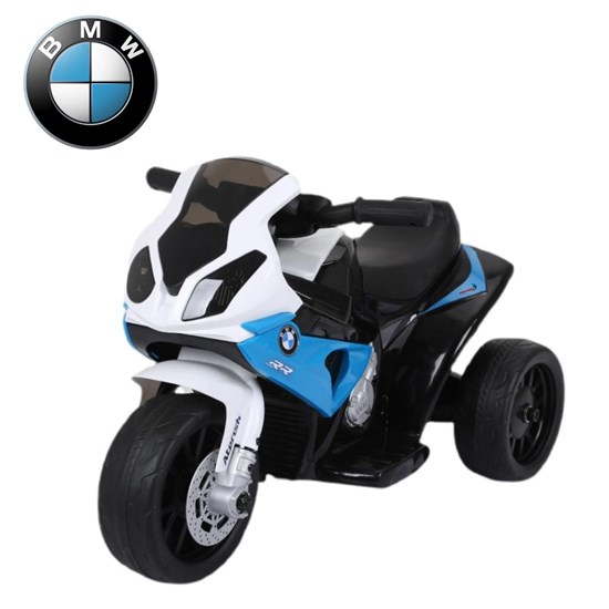 Mini Moto Elétrica Infantil Importway BMW S1000 RR Azul e Branca com Rodinhas